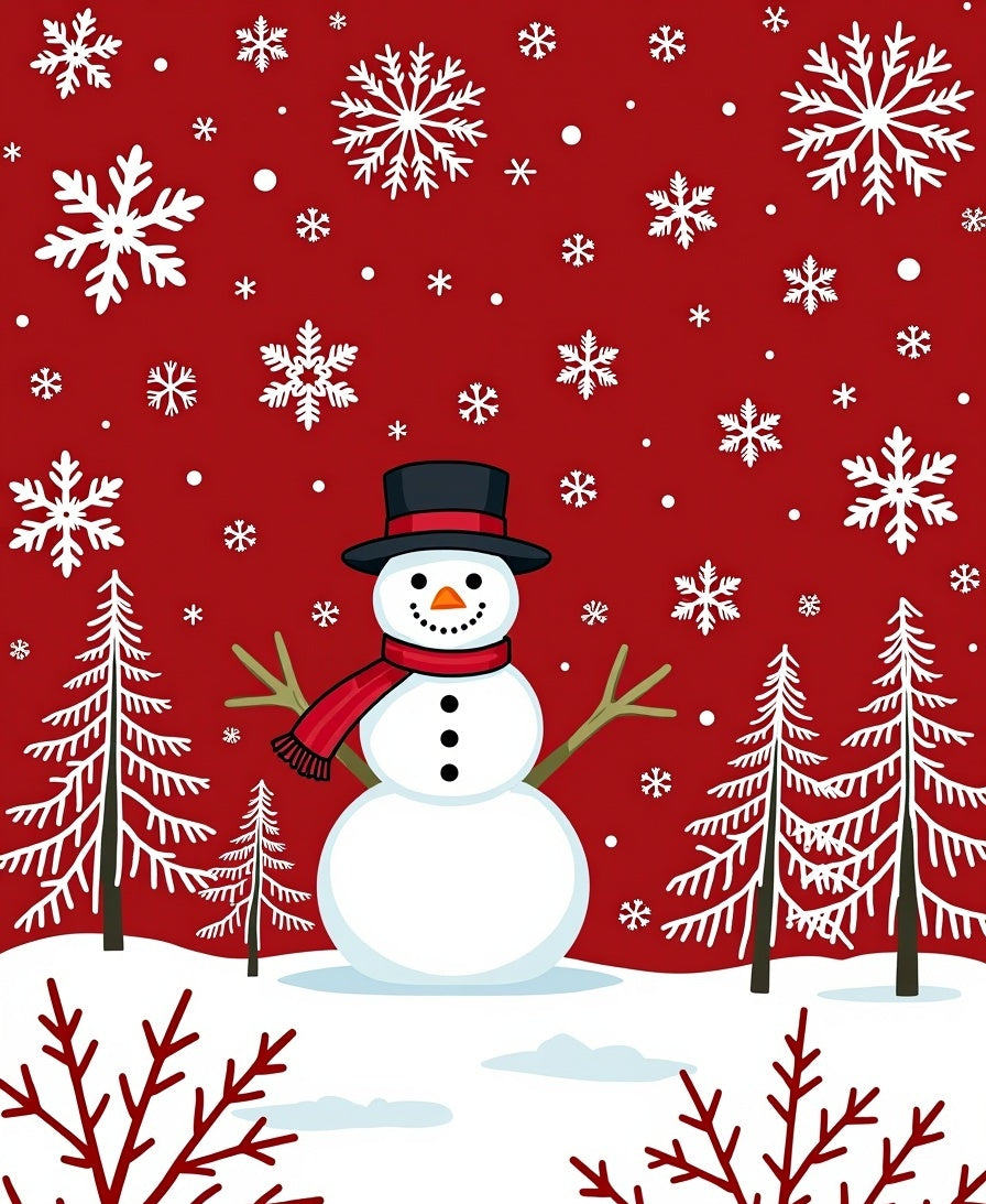 Whimsical Snowman Snowflake Pattern Rug