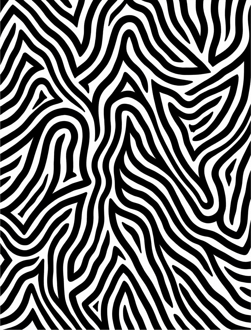Bold Black White Wavy Pattern Rug
