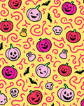 Whimsical Pink Red Pumpkin Bats Rug
