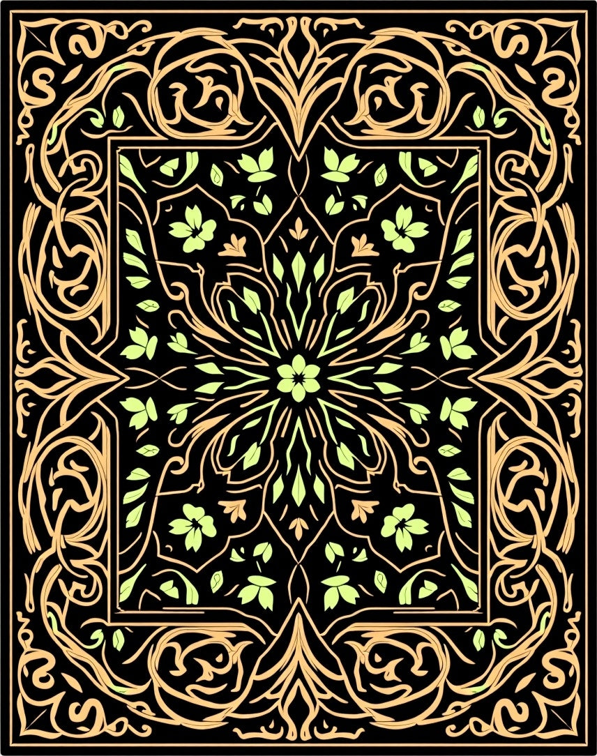 Elegant Floral Arabesque Pattern Rug