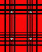 Bold Red Black Plaid Pattern Rug
