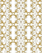 Ornate Gold White Stylized Scroll Pattern Rug