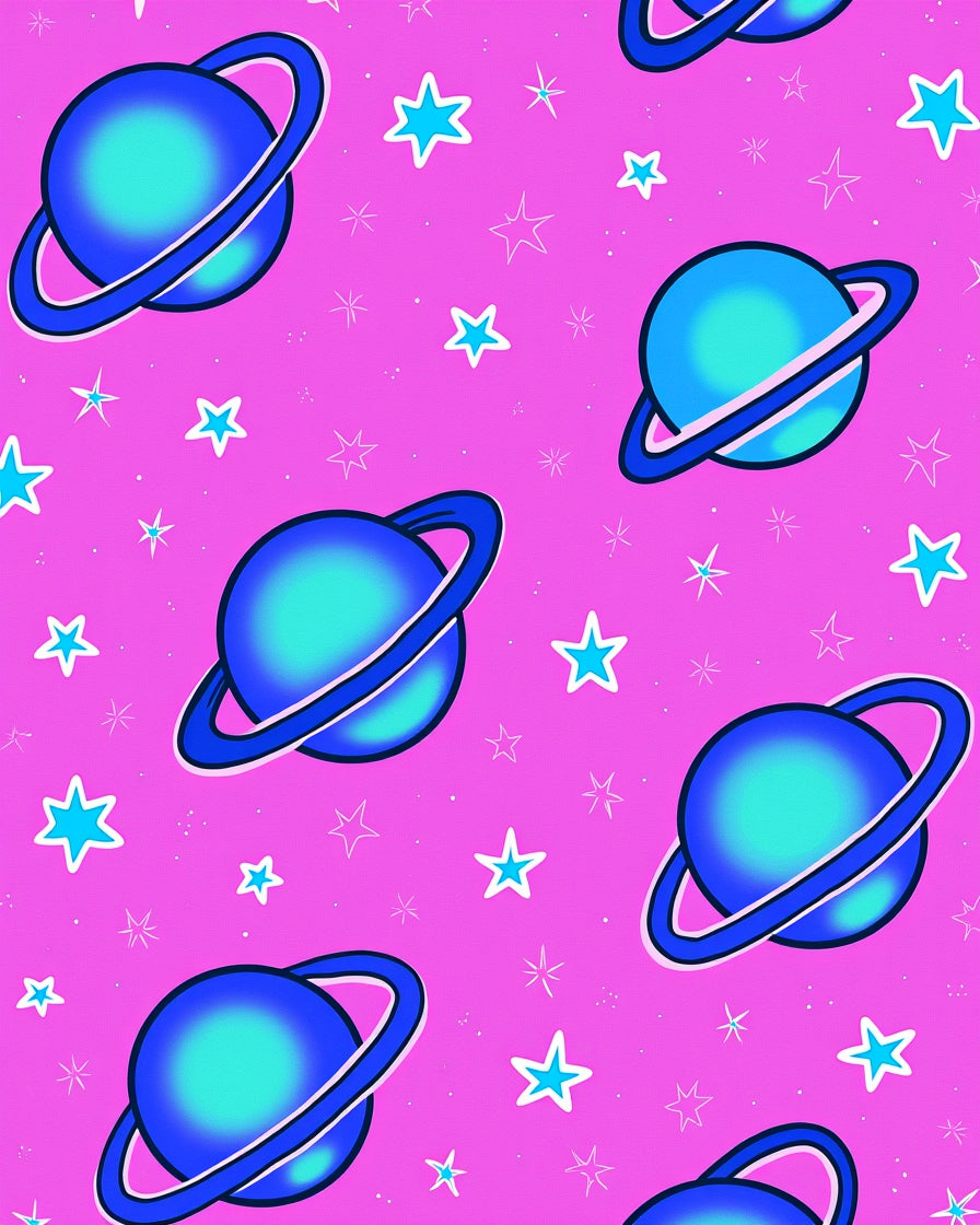 Purple Pink Space Planet Star Rug