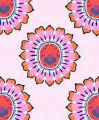 Pink Floral Pattern With Orange Accents Rug