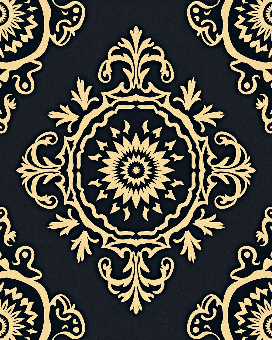 Classic Gold Floral Medallion Rug