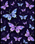 Whimsical Violet Blue Butterfly Pattern Rug