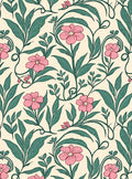 Floral vine pattern in pink and green Rug