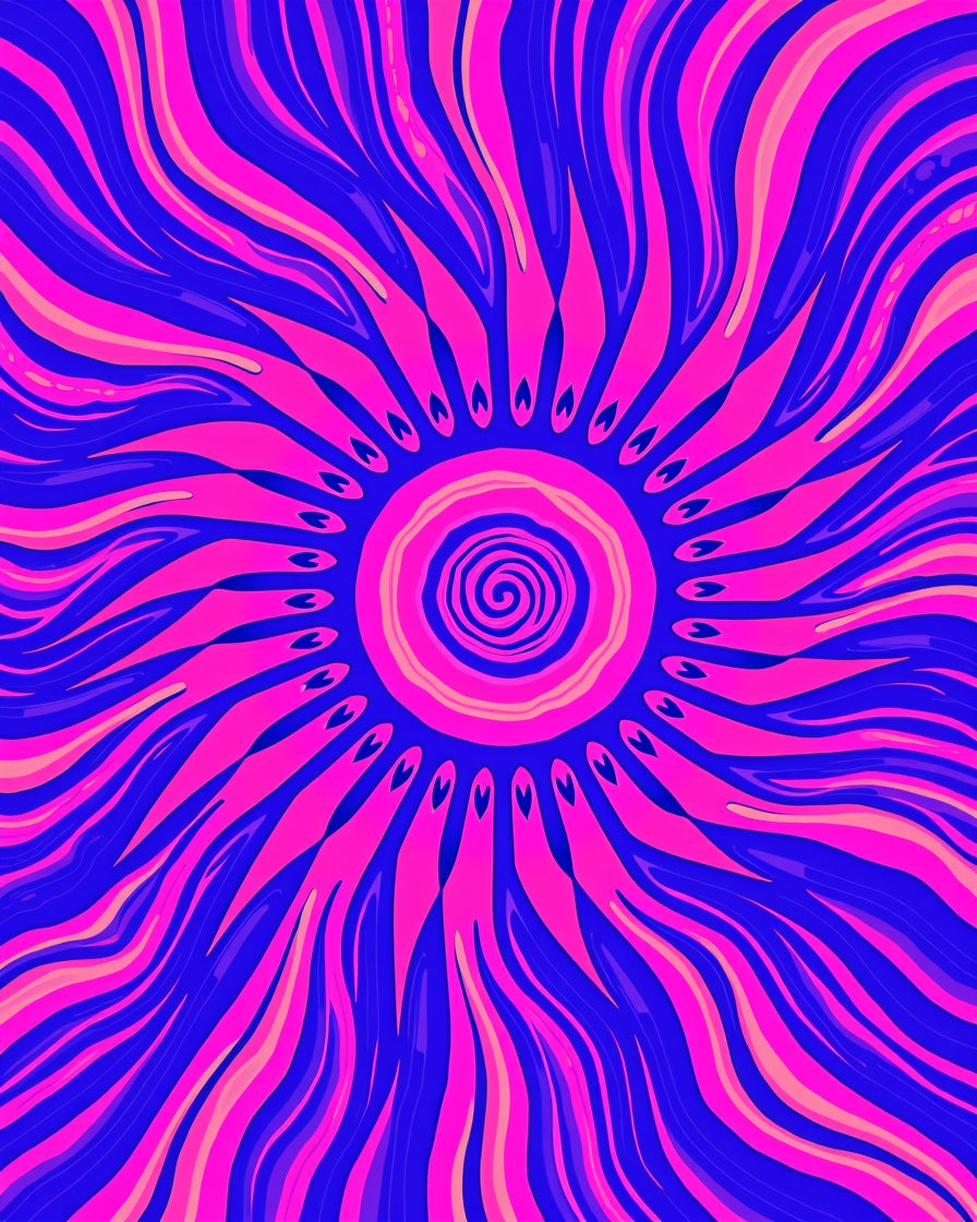 Vibrant Pink Swirl Sunburst Rug