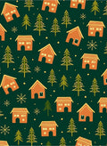 Gingerbread Houses and Trees Festive Pattern Rug