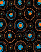Abstract Orange Blue Cosmic Circles Rug