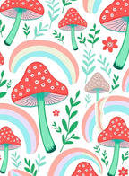Whimsical Mushroom Rainbow Foliage Design Rug