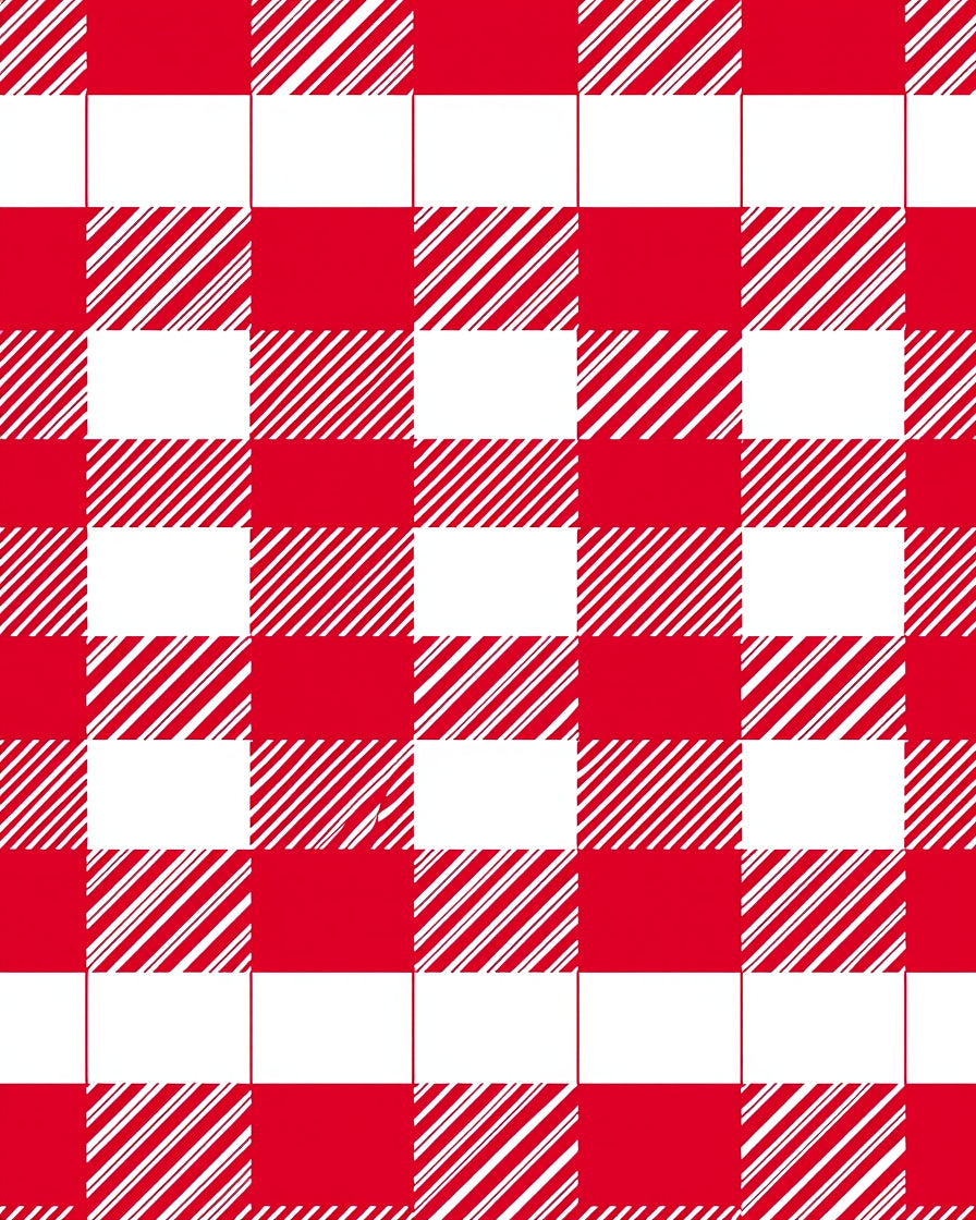 Red White Checkered Stripe Pattern Rug