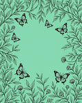 Botanical Butterfly Sketch Pattern Rug