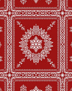 Red White Intricate Floral Mandala Design Rug