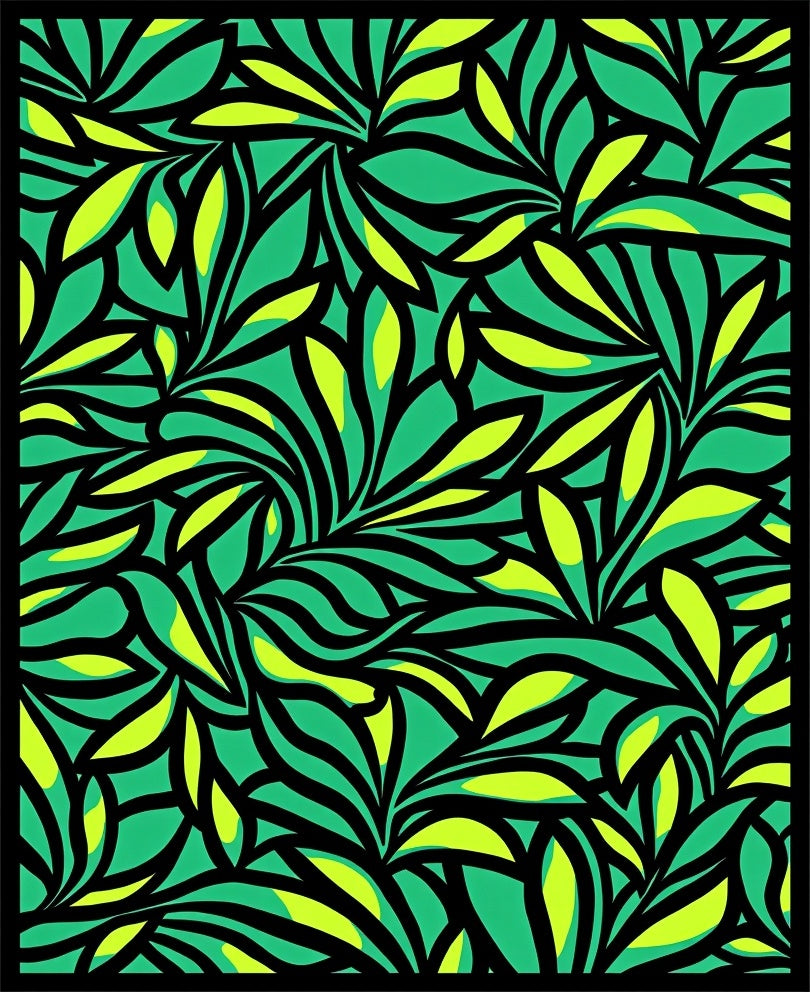 Lush Green and Yellow Abstract Swirls Rug