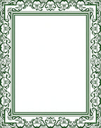 Dark Green Botanical Scroll Frame Rug