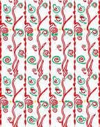 Red Green Whimsical Swirl Star Rug
