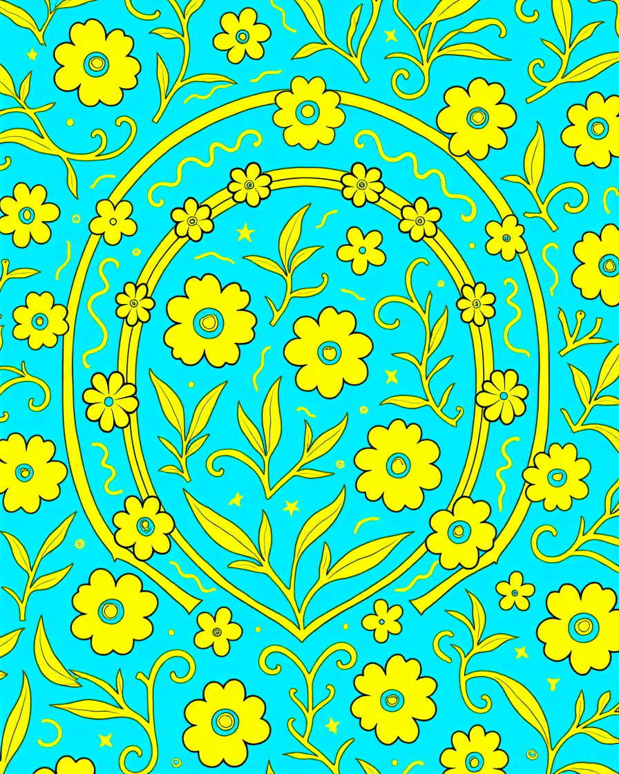 Yellow Floral Medley Pattern Rug