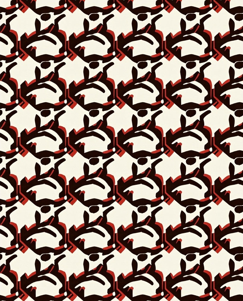 Abstract Black Red Graphic Repeat Rug