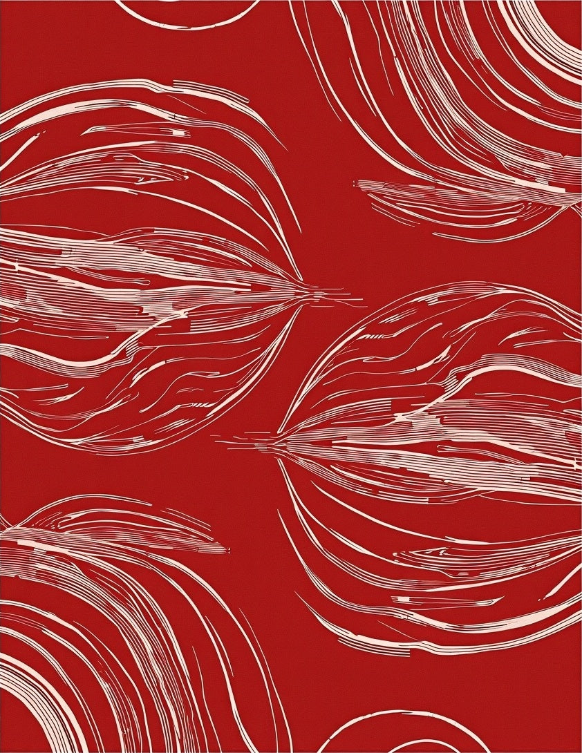 Red Abstract Swirl Pattern Rug