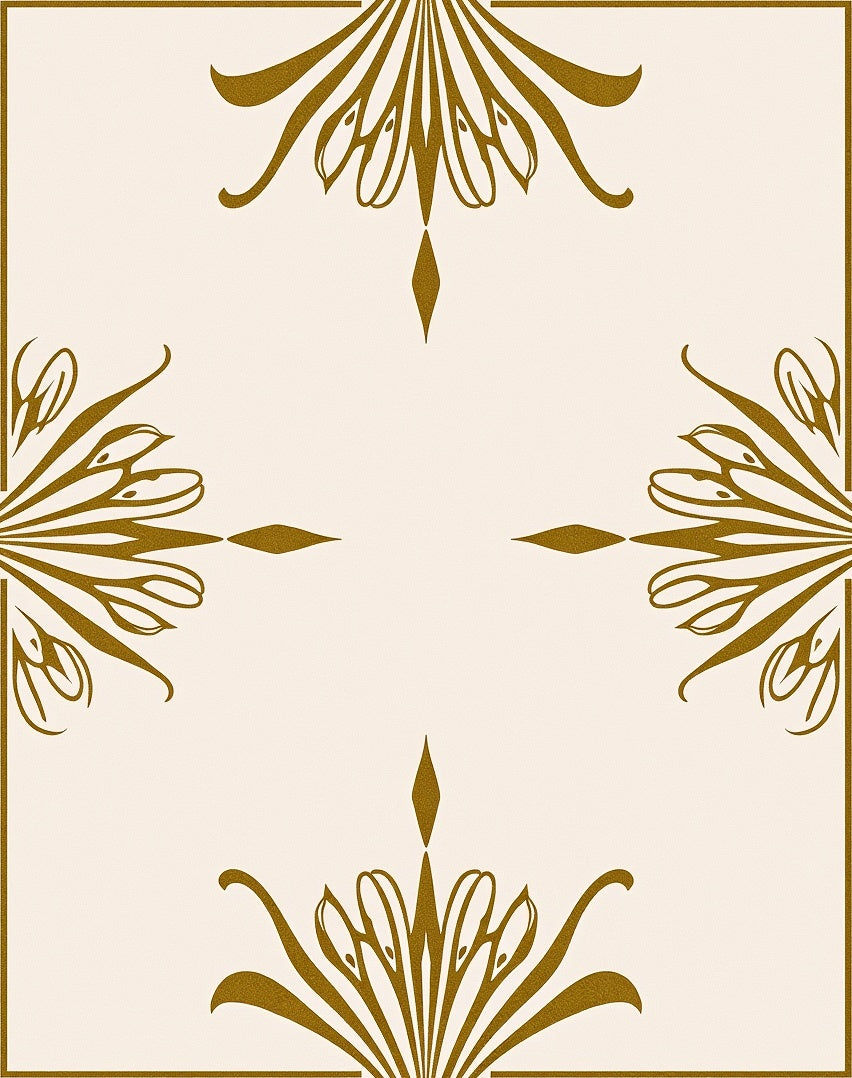 Golden Art Deco Fan Medallion Rug