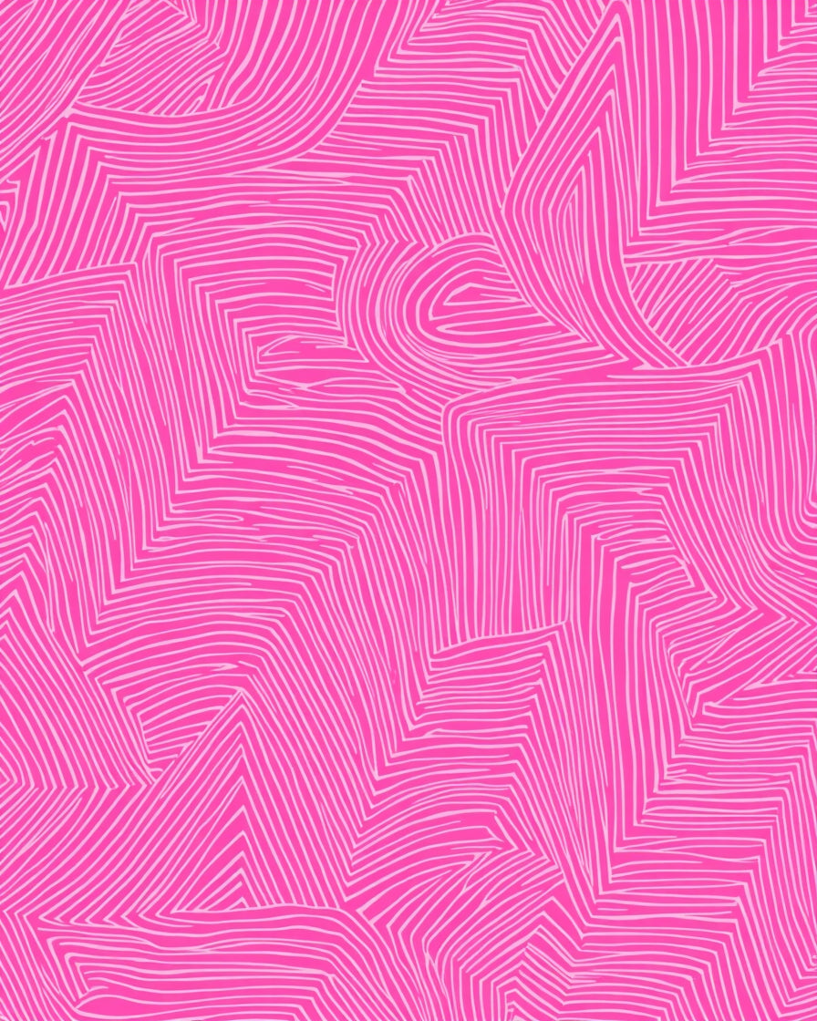 Vibrant Pink Geometric Line Art Rug
