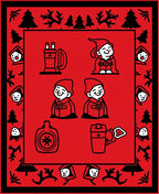 Red Whimsical Gnome Woodland Border Rug