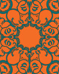 Kaleidoscopic Swirls Orange Teal Rug