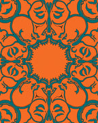 Kaleidoscopic Swirls Orange Teal Rug