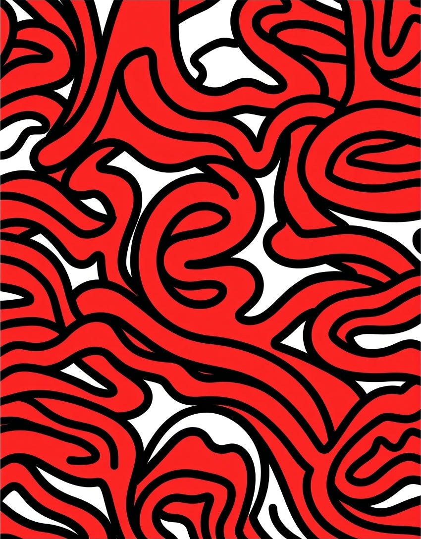 Bold Red Swirl Pattern Rug