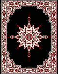 Classic Red White Floral Medallion Rug