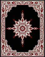 Classic Red White Floral Medallion Rug