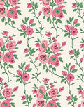 Charming Pink Rose Vine Pattern Rug