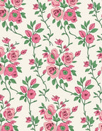 Charming Pink Rose Vine Pattern Rug