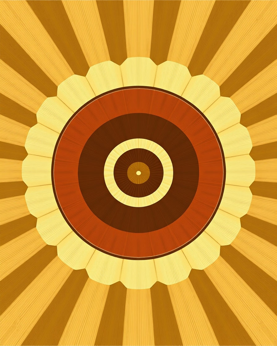 Radiating Sunburst Geometric Design Rug
