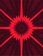 Radiant Sunburst Spiky Red Pattern Rug