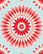 Crimson Petal Symmetry Design Rug