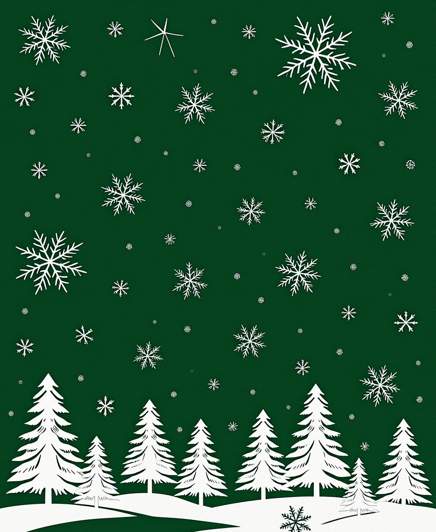 Winter Snowfall Evergreen Forest Design Rug