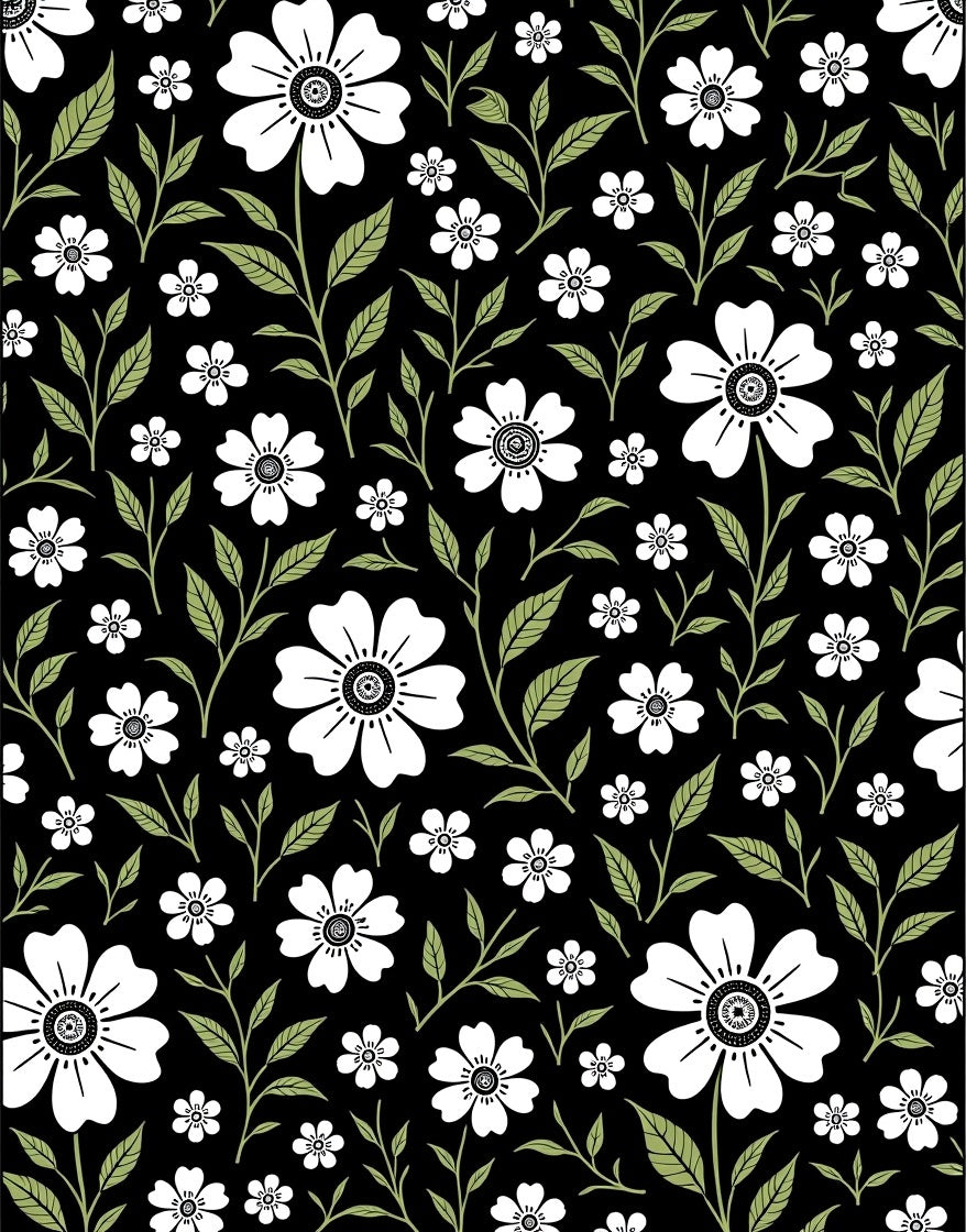 Classic White Floral Green Leaves Design Rug