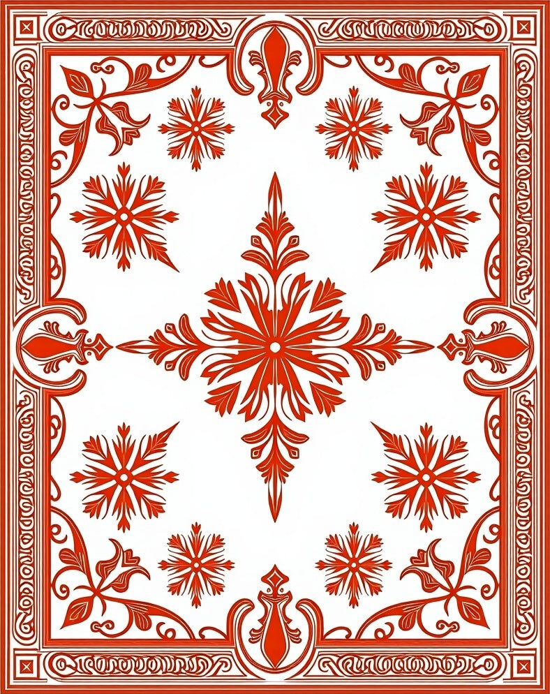 Vintage Floral Medallion Red Pattern Rug