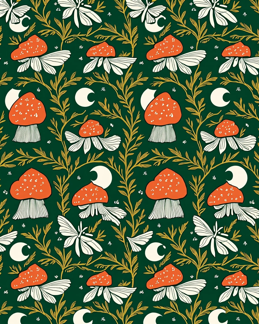 Enchanted Forest Mushroom Moon Rug