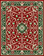 Rich Burgundy Floral Swirls Pattern Rug