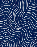 Wavy Line Abstract Indigo Dot Pattern Rug