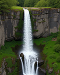 Majestic Waterfall Verdant Cliffs Rug