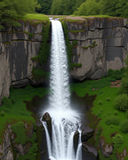 Majestic Waterfall Verdant Cliffs Rug