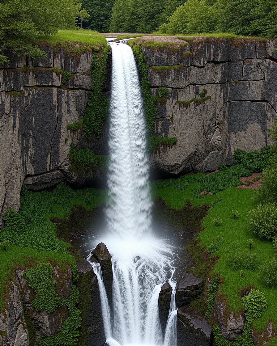Majestic Waterfall Verdant Cliffs Rug