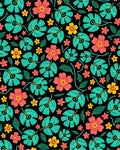Coral Teal Yellow Floral Garden Rug