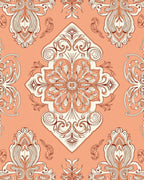 Ornate Floral Paisley Pattern Peach Rug