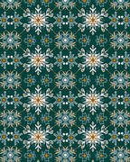 Emerald Floral Snowflake Pattern Rug