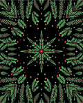 Festive Green Pinecone Starburst Abstraction Rug